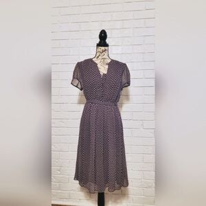 NWT JBS women plum polka dot midi dress size 14 W